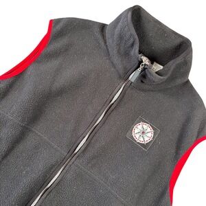 VTG 1997 Marlboro Unlimited Gear Full Zip Men fleece Vest Black Red Compass Logo
